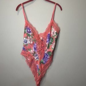 Victoria’s Secret Medium Vtg Gold Label Floral Lace Teddy